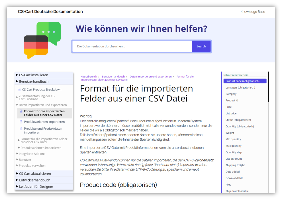 Knowledgebase Deutsch Shadow with flag